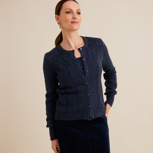 Cardigan Girocollo, In Fine Maglia Pointelle Donna Taglie 38/40 (FR) - 42/44 (IT) - anne weyburn - Modalova