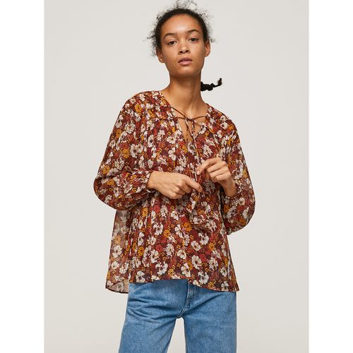 Blusa a fiori, collo a fiocco - PEPE JEANS - Modalova