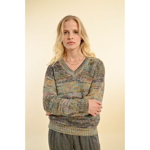 Maglione Multico Chiné Scollatura A V Donna Taglie L - molly bracken - Modalova