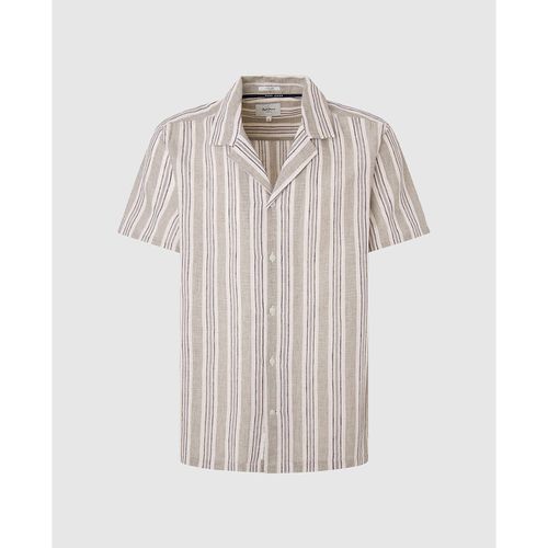 Camicia Dritta A Righe In Cotone Lino Uomo Taglie S - pepe jeans - Modalova