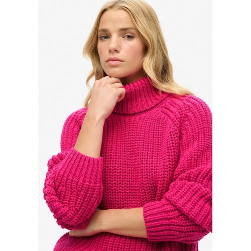 Maglione Ampio In Grossa Maglia, Collo A Dolcevita Rosa Donna Taglie 38 (FR) - 42 (IT) - superdry - Modalova