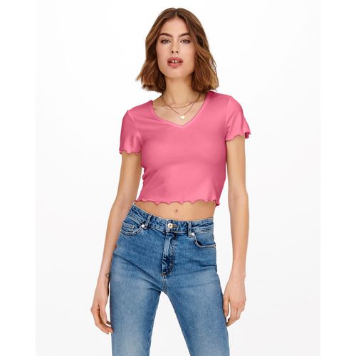 T-shirt Crop, Scollo A V Donna Taglie L - only - Modalova