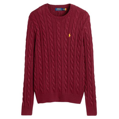 Pull scollo rotondo in maglia di cotone a trecce - POLO RALPH LAUREN - Modalova