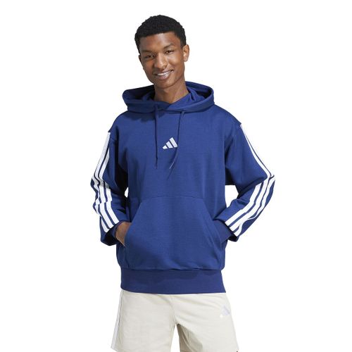 Felpa Con Cappuccio Pile Essentiel 3 Bande Uomo Taglie S - adidas sportswear - Modalova