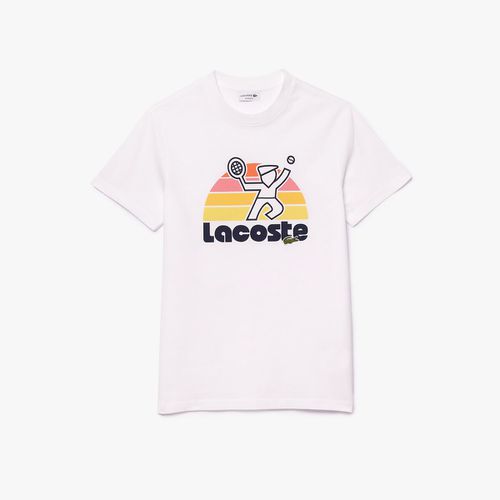 T-shirt Girocollo In Jersey Con Logo Bianco Uomo Taglie L - lacoste - Modalova