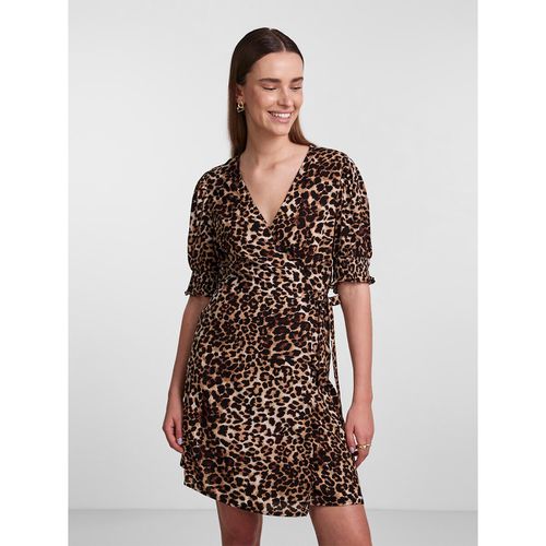 Abito A Portafoglio, Fantasia Leopardata Donna Taglie XS - pieces - Modalova