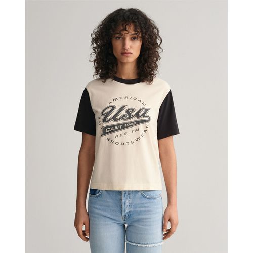 T-shirt Girocollo A Maniche Corte Motivo Davanti Donna Taglie XS - gant - Modalova