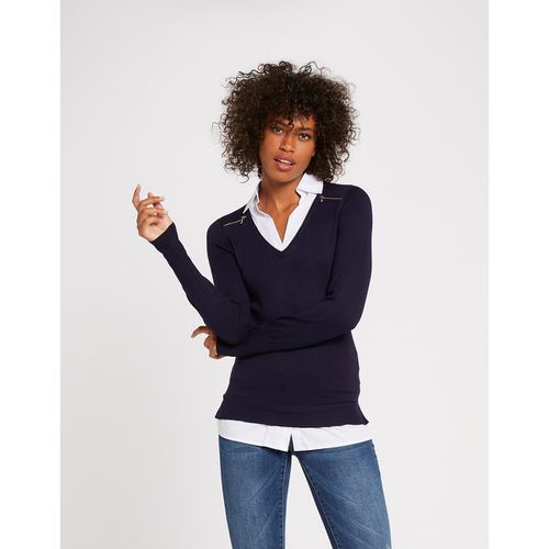 Maglione Camicia 2 In 1 Dettagli Di Cerniere Alle Spalle Donna Taglie L - morgan - Modalova