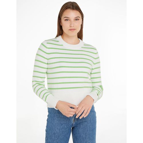 Pull a righe scollo rotondo in maglia fine - TOMMY HILFIGER - Modalova