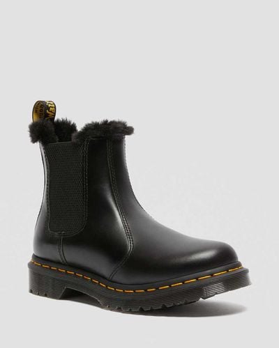 Damen 2976 Leonore Kunstpelz Gefütterte Chelsea Stiefel, Leder, Dunkelgrau, in /, Größe: 37 - Dr. martens - Modalova