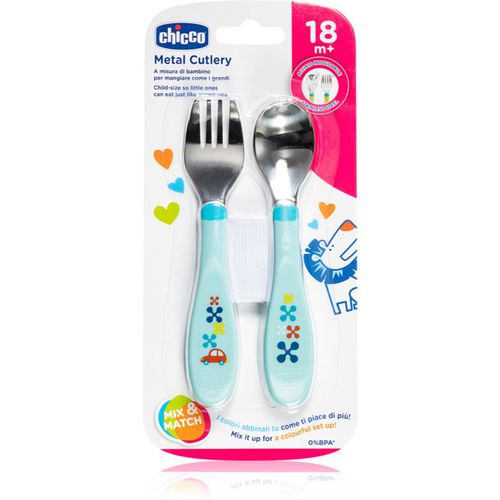 Metal Cutlery set de vajilla 18m+ Blue - Chicco - Modalova