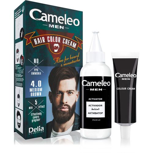 Cameleo Men Haarfarbe Farbton 4.0 Medium Brown 30 ml - Delia Cosmetics - Modalova