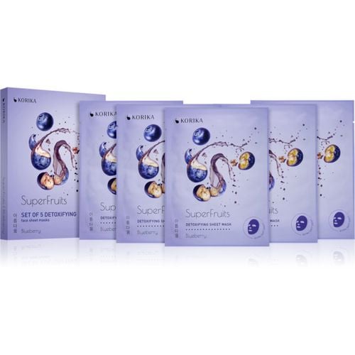 SuperFruits Blueberry - Set of 5 Detoxifying Face Sheet Masks lote de mascarillas en oferta con efecto desintoxicante Blueberry - KORIKA - Modalova