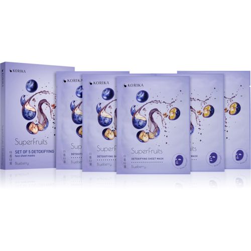 SuperFruits Blueberry - Set of 5 Detoxifying Face Sheet Masks maschera per il viso a prezzo ridotto Blueberry(con effetto disintossicante) - KORIKA - Modalova