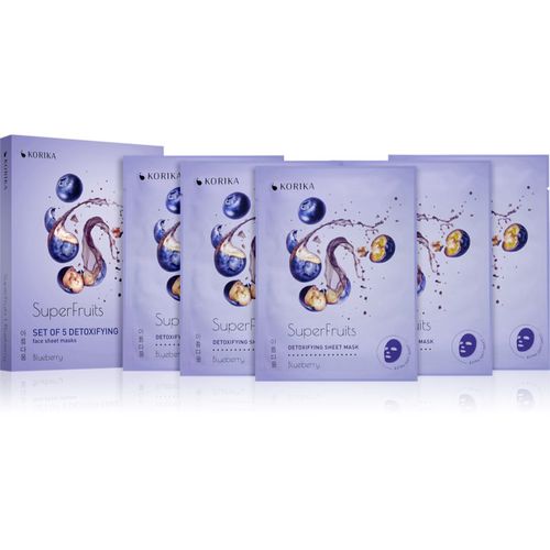 SuperFruits Blueberry - Set of 5 Detoxifying Face Sheet Masks maschera per il viso a prezzo ridotto con effetto disintossicante Blueberry - KORIKA - Modalova