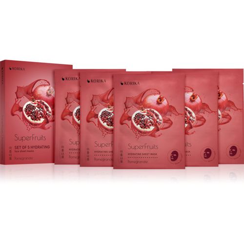 SuperFruits Pomegranate - Set of 5 Hydrating Face Sheet Masks lote de mascarillas en oferta con efecto humectante Pomegranate - KORIKA - Modalova