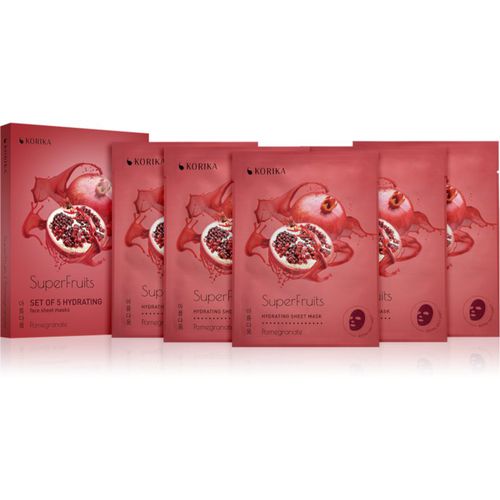 SuperFruits Pomegranate - Set of 5 Hydrating Face Sheet Masks lote de mascarillas en oferta Pomegranate(con efecto humectante) - KORIKA - Modalova