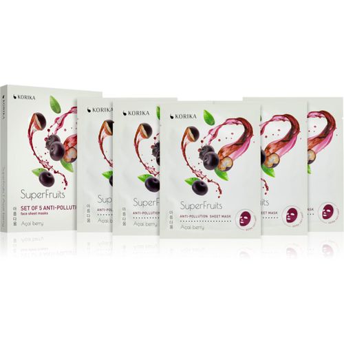 SuperFruits Acai Berry - Set of 5 Anti-pollution Face Sheet Masks maschera per il viso a prezzo ridotto Acai berry - KORIKA - Modalova