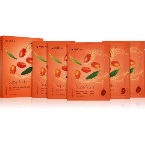 SuperFruits Goji Berry - Set of 5 Anti-aging Face Sheet Masks lote de mascarillas en oferta con efecto rejuvenecedor Goji berry - KORIKA - Modalova