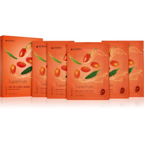 SuperFruits Goji Berry - Set of 5 Anti-aging Face Sheet Masks lote de mascarillas en oferta Goji berry(con efecto rejuvenecedor) - KORIKA - Modalova