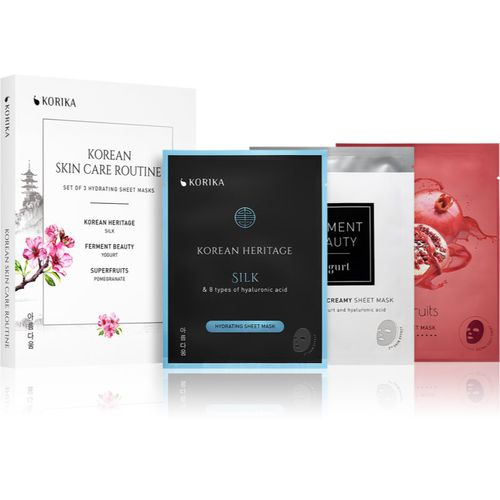 KOREAN SKIN CARE ROUTINE SET OF 3 HYDRATING SHEET MASKS set (con efecto humectante) - KORIKA - Modalova