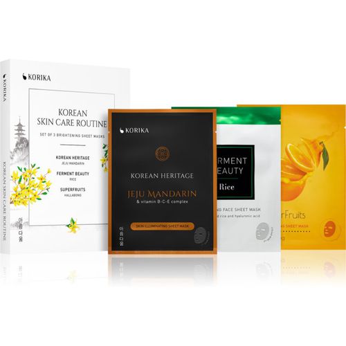 KOREAN SKIN CARE ROUTINE SET OF 3 BRIGHTENING SHEET MASKS set (illuminante) - KORIKA - Modalova