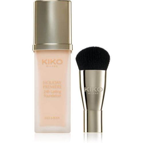 Holiday Première 24h Lasting Foundation fondotinta liquido waterproof con pennello colore 01 Porcelain 28 ml - KIKO Milano - Modalova