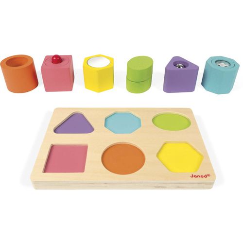 Wood Shapes and Sound juego de formas encajables 12 m+ 6 ud - Janod - Modalova