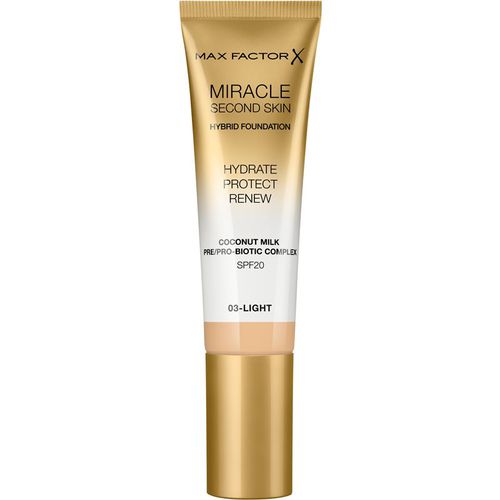 Miracle Second Skin fondotinta crema idratante SPF 20 colore 03 Light 30 ml - Max Factor - Modalova