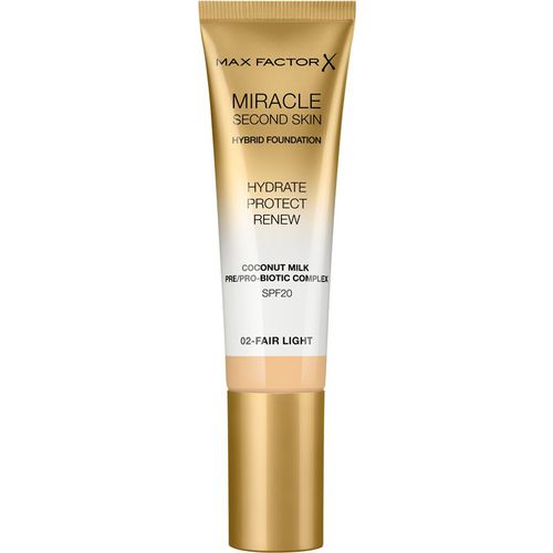 Miracle Second Skin fondotinta crema idratante SPF 20 colore 02 Fair Light 30 ml - Max Factor - Modalova