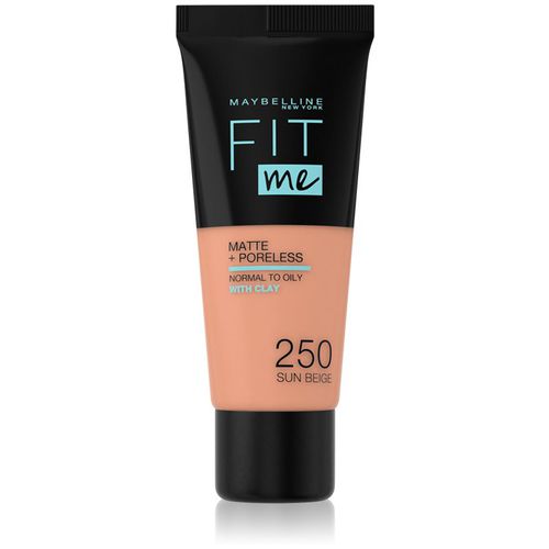 Fit Me! Matte+Poreless fondotinta matte per pelli normali e miste colore 250 Sun Beige 30 ml - Maybelline - Modalova