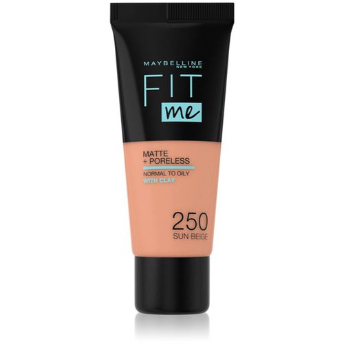 Fit Me! Matte+Poreless Mattierendes Make-up für die normale bis fettige Gesichtshaut Farbton 250 Sun Beige 30 ml - MAYBELLINE NEW YORK - Modalova