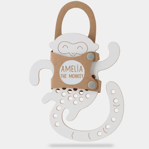 Big Wooden Lacing Toy Monkey Amelia juguete multiactividades 20 cm x 17,5 cm x 0,7 cm 1 ud - Milin - Modalova