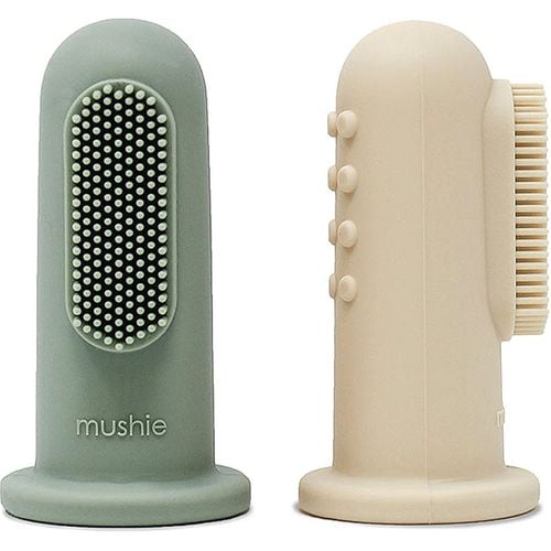 Finger Toothbrush cepillo de dientes de dedo para bebés Shifting Sand/Cambridge Blue 2 ud - Mushie - Modalova