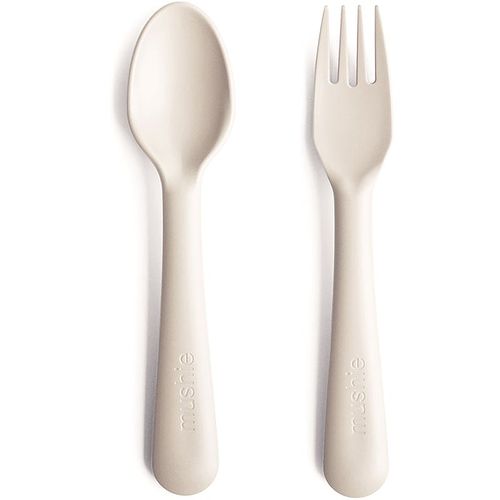 Fork and Spoon Set cubierto Ivory 2 ud - Mushie - Modalova