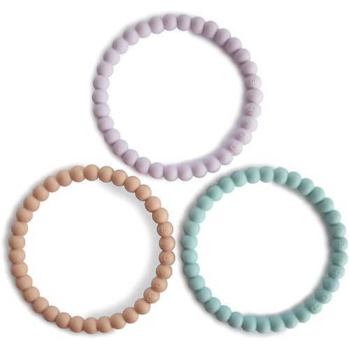 Pearl Teething Bracelet dentaruolo Lilac/Cyan/Soft Peach 3 pz - Mushie - Modalova