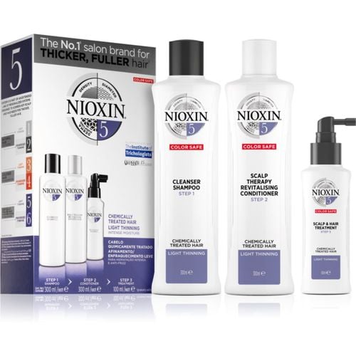 System 5 Color Safe Chemically Treated Hair Light Thinning set (para una pérdida moderada de la densidad del cabello normal-grueso, virgen o qu - Nioxin - Modalova