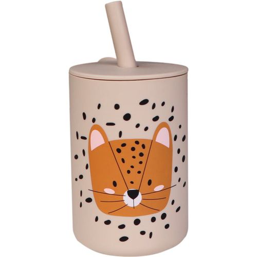 Silicone Cup and Straw Tasse mit Strohhalm Leopard Sand 1 St - Tryco - Modalova