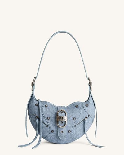 Borsa a tracolla in denim a rilievo Tessa - Blu - JW PEI - Modalova