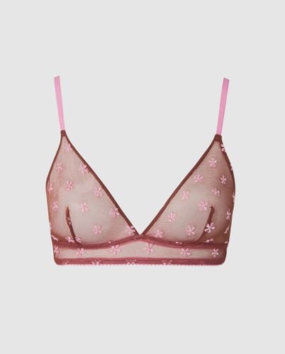 Mesh Triangle Bralette Mocha/Candy Pink - | Bralettes - Bralettes / Triangle Bralette - Understatement - Modalova