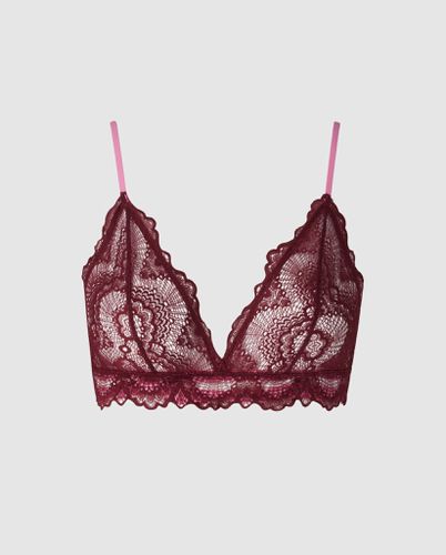 Lace Triangle Bralette Burgundy/Candy Pink | Bralettes - Bralettes / Triangle Bralette - Understatement - Modalova