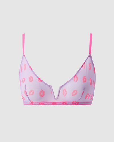 Mesh V-Balconette Electric Lilac/Neon Pink | Bralettes - Bralettes / Balconette - Understatement - Modalova