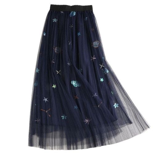 Sweet Embroidered Pleated Tulle Skirt - musthaveskirts - Modalova