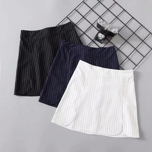 Women Striped Mini Skirt with Double Split - musthaveskirts - Modalova