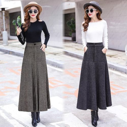Vintage Striped Woolen Skirt - musthaveskirts - Modalova