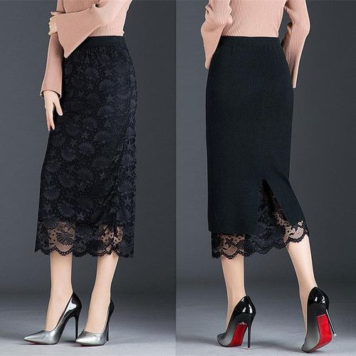 Two Sides Lace Midi Skirt - musthaveskirts - Modalova