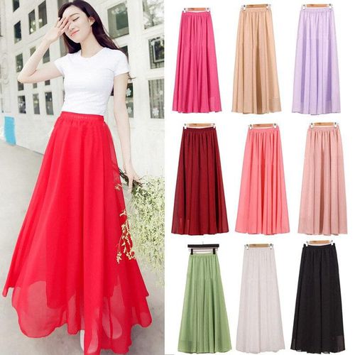 Summer Elegant Solid Long Skirt - musthaveskirts - Modalova