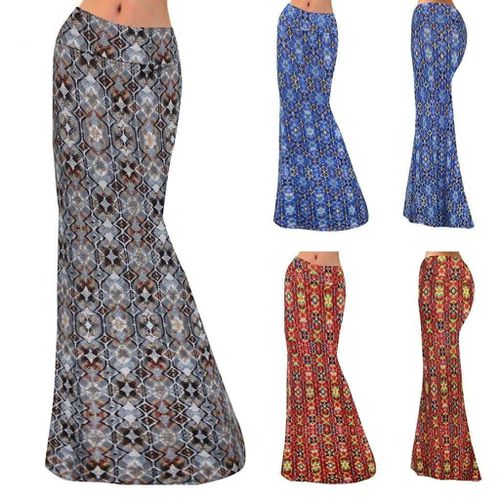 High Waist Stitching Print Bandage Skirt - musthaveskirts - Modalova