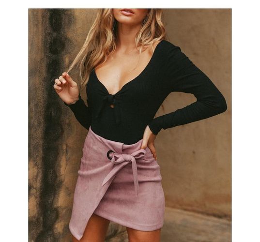 Women Sexy Suede Pencil Skirt - musthaveskirts - Modalova