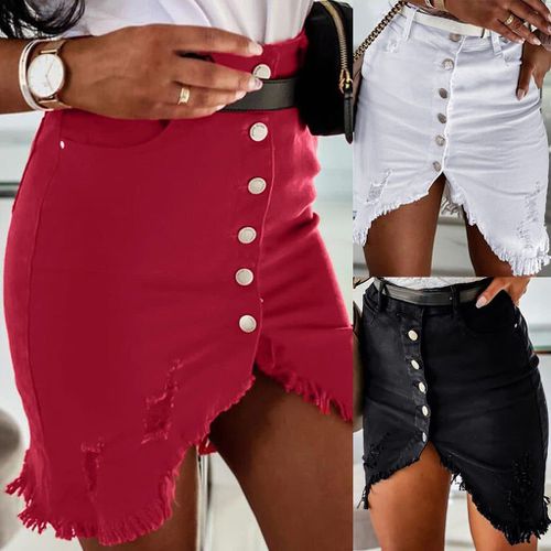 Summer Button Split Front Open Skirts - musthaveskirts - Modalova